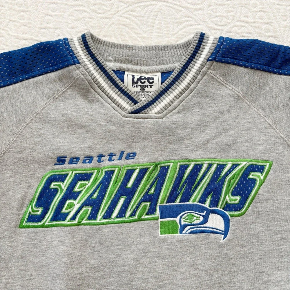Vintage 90s Lee Sport Seattle Seahawks Mesh Trim Sweatshirt Sz L‎